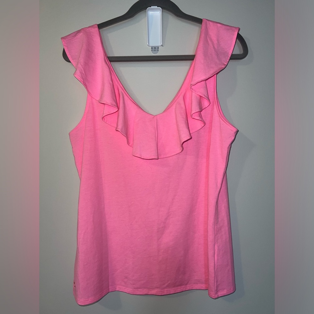 Lilly Pulitzer Pink Ruffle Top Sz. Large